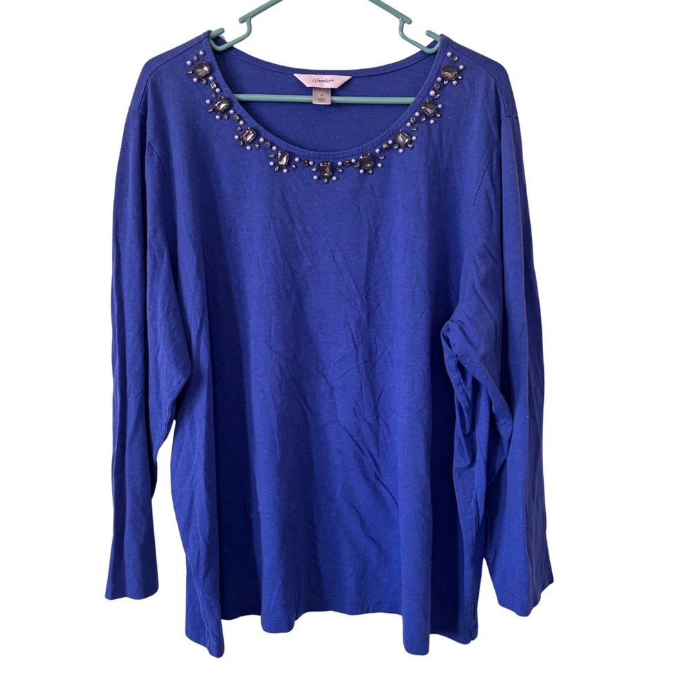3/$20 CJ Banks Royal Blue Embellished Long Sleeve Top
